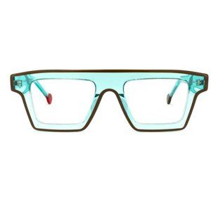 COPY - Za'hira Men's Clear Lens Bold Rectangle Frame Treva Glasses Blue